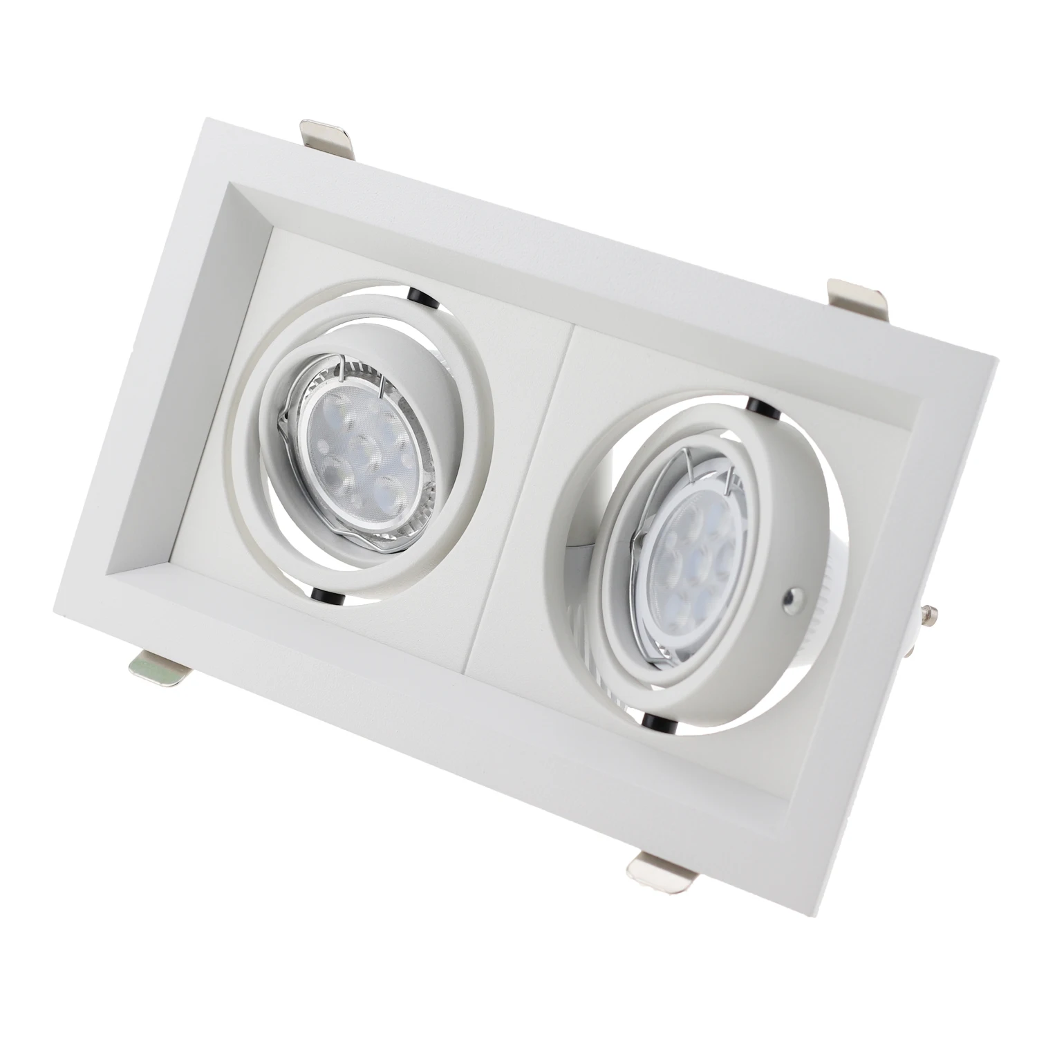 Spot Lumineux LED Encastrable pour le Plafond, Cadre Carré, Blanc et Noir, GU10