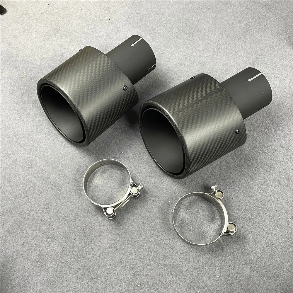 1 PC Oval Big Exhaust Pipe Car Universal No Logo Muffler Tip Stainless Steel Carbon Fiber Tail Throat Rear Nozzles Outlet 130MM