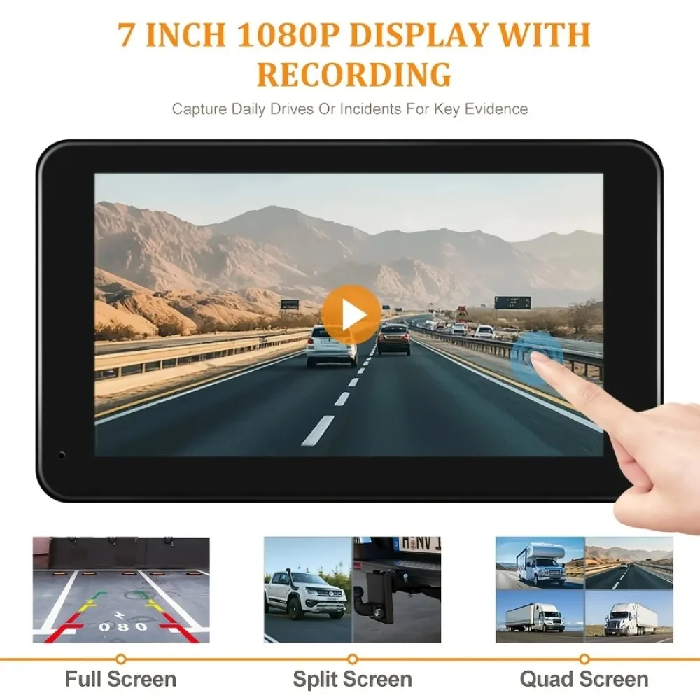 Wireless Digital RV Backup Camera 7 Inch IPS Touchscreen Monitor BSD Function & Human Detection Alert Plug and Play Easy Installation HD Clear Night Vision Waterproof Rear View Reverse Camera for Furrion RV Camper Van Trailer Truck