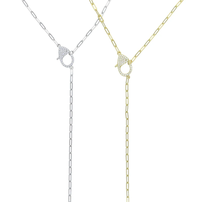 جديد 925 فضة مفتوحة ربط سلسلة الذهب Vermail الوهق Y على شكل قلادة للنساء سلسلة سحر جراد البحر #3