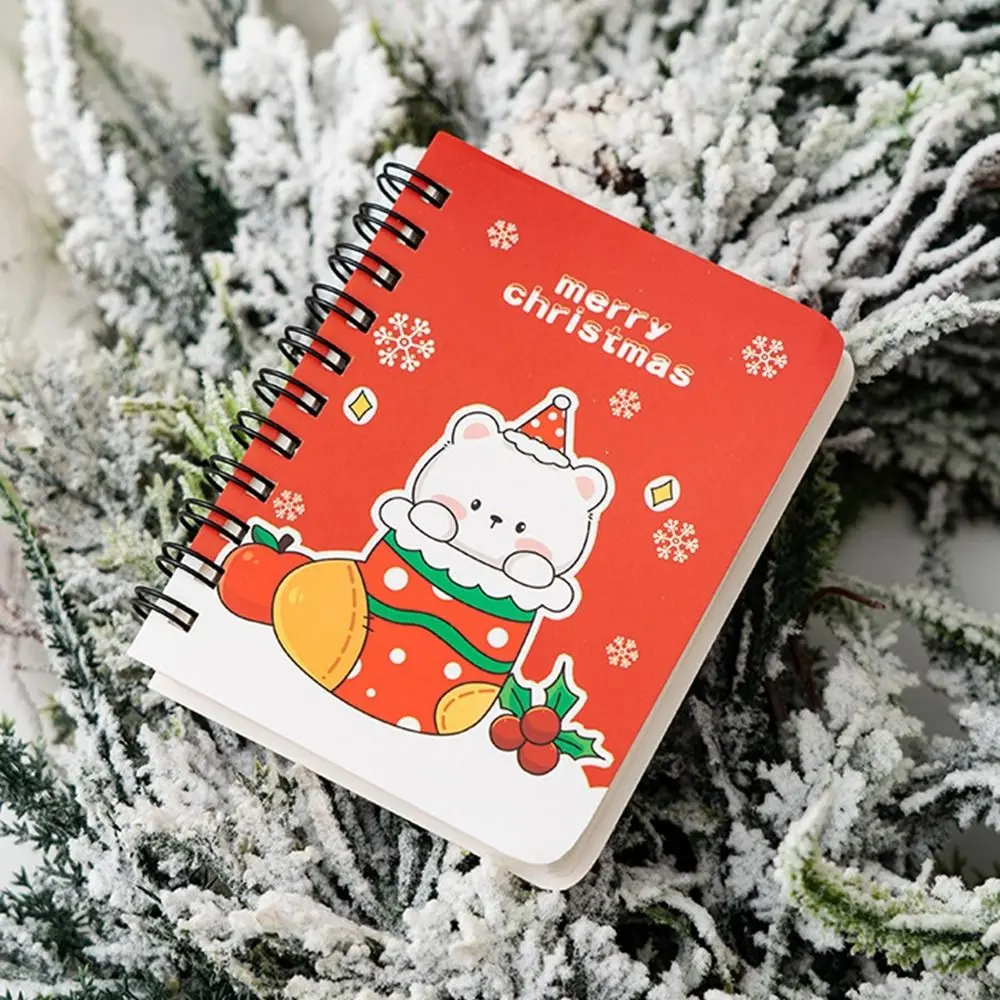 4 ピース/セット取り外し可能なクリスマスコイルメモ帳かわいい漫画ルーズリーフノートブック肥厚サイドフリップコイルブック学校文具