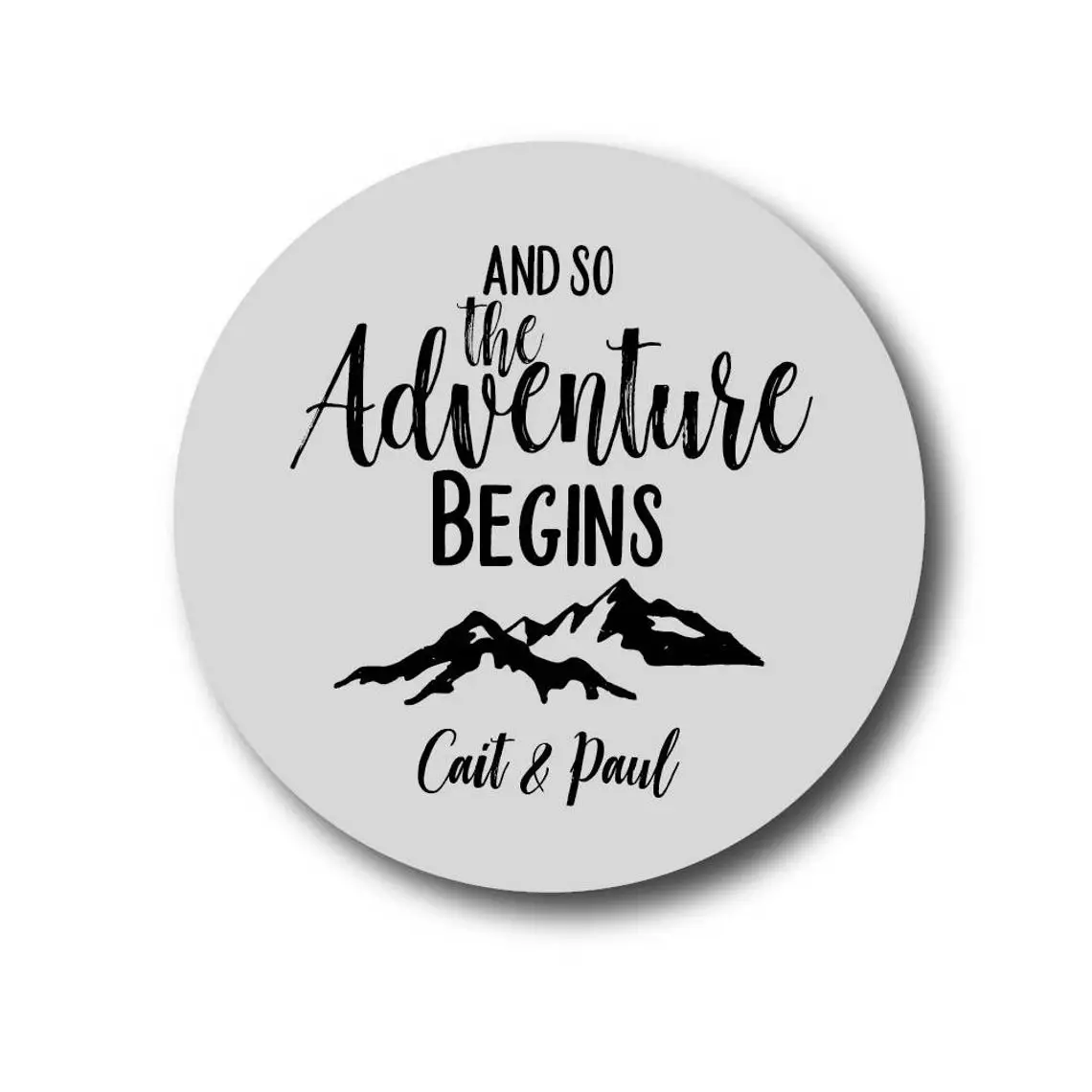 24pcs 40mm diameter The Adventure Begins Sticker Rustic Wedding Stickers Mountain Wedding Favors Travel Trail Mix Labels