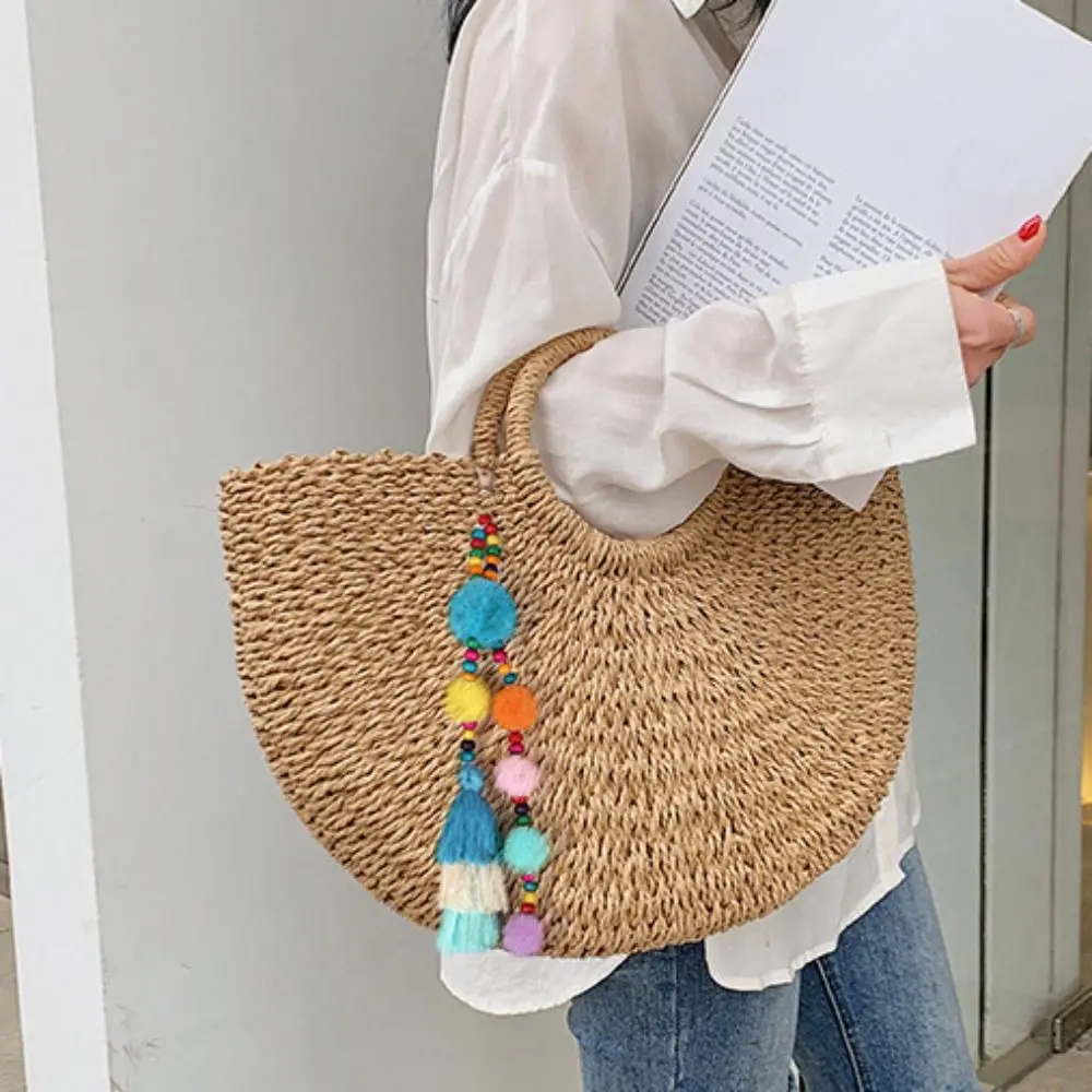 Boho Style Boho Style Hair Ball Tassel Keychain Tassel Pom Pom Boho Style Keychain Colorful Gradient Colors Boho Style Keyring