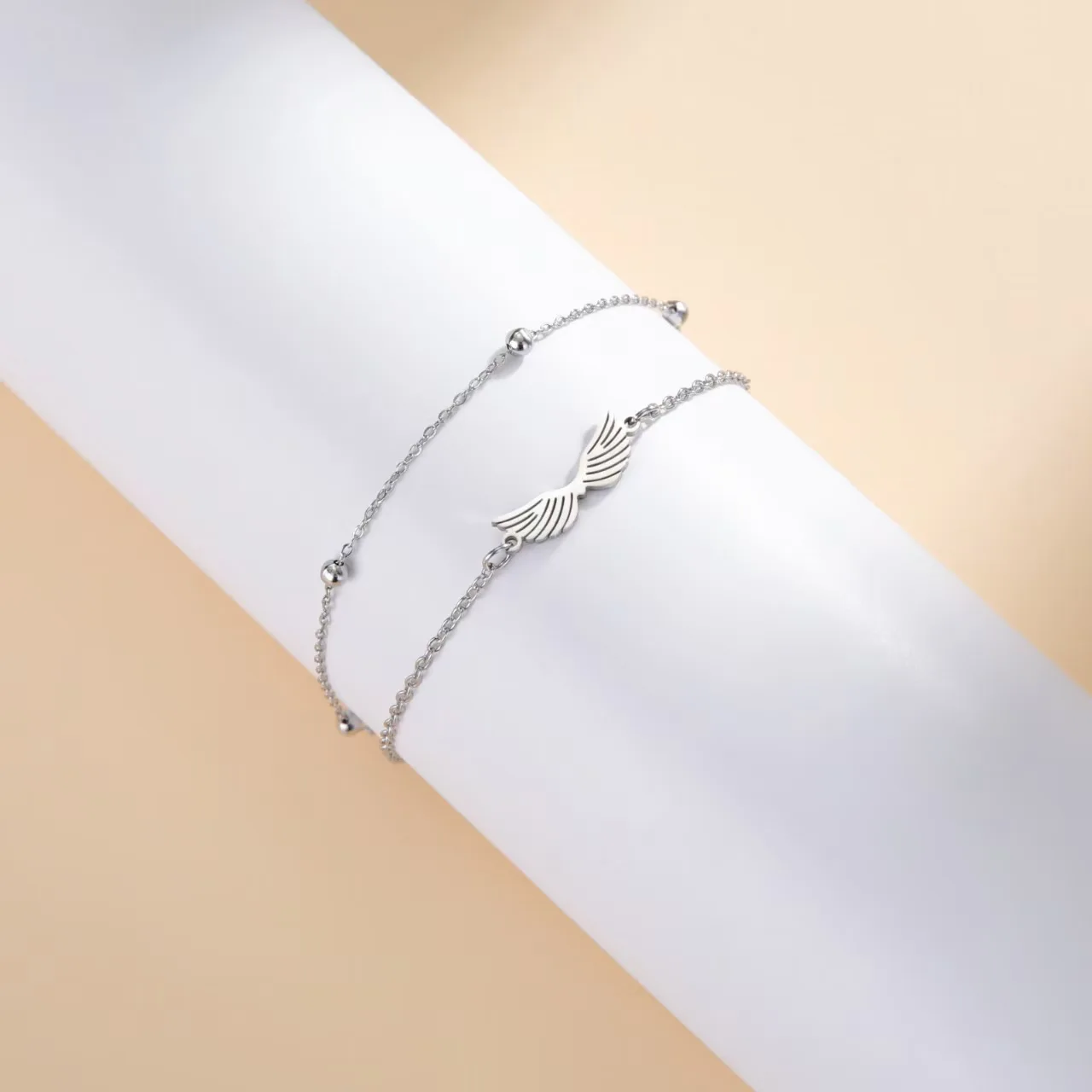 الملاك الجناح قلادة طبقة مزدوجة سلسلة مطرز سلسلة الأزياء سحر سوار