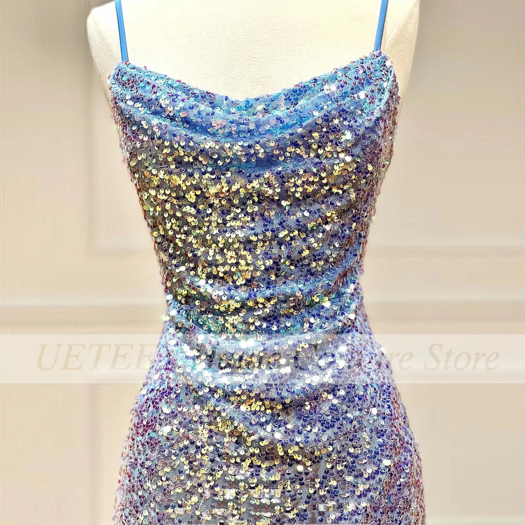 Sparkly Sexy Slip Prom Dresses For Women Sequined Backless Mini  Summer Skirt Cocktail Dress vestido elegante mujer para fiesta