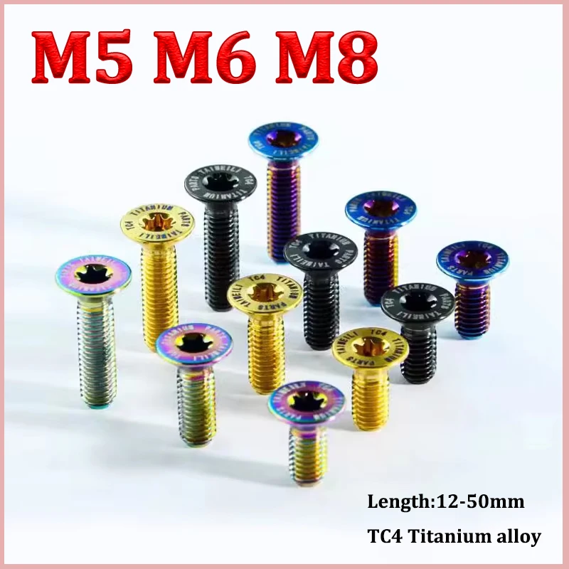 

1pc Titanium Bolt M5 M6 M8 Torx Flat Countersunk Head Screw Inside Plum Blossom Screw Bike Modification Screws Length 12mm-50mm