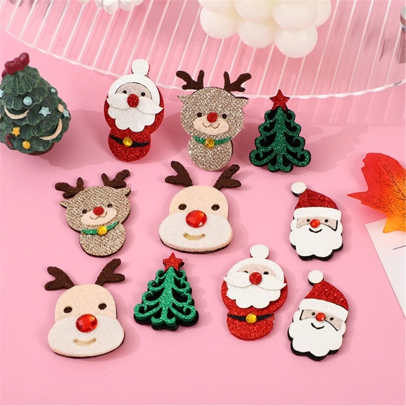 50/10Pcs Cartoon Craft Project Patches For Christmas Decors Festival Hairband Making Supply Patches Headband Garment Accessory