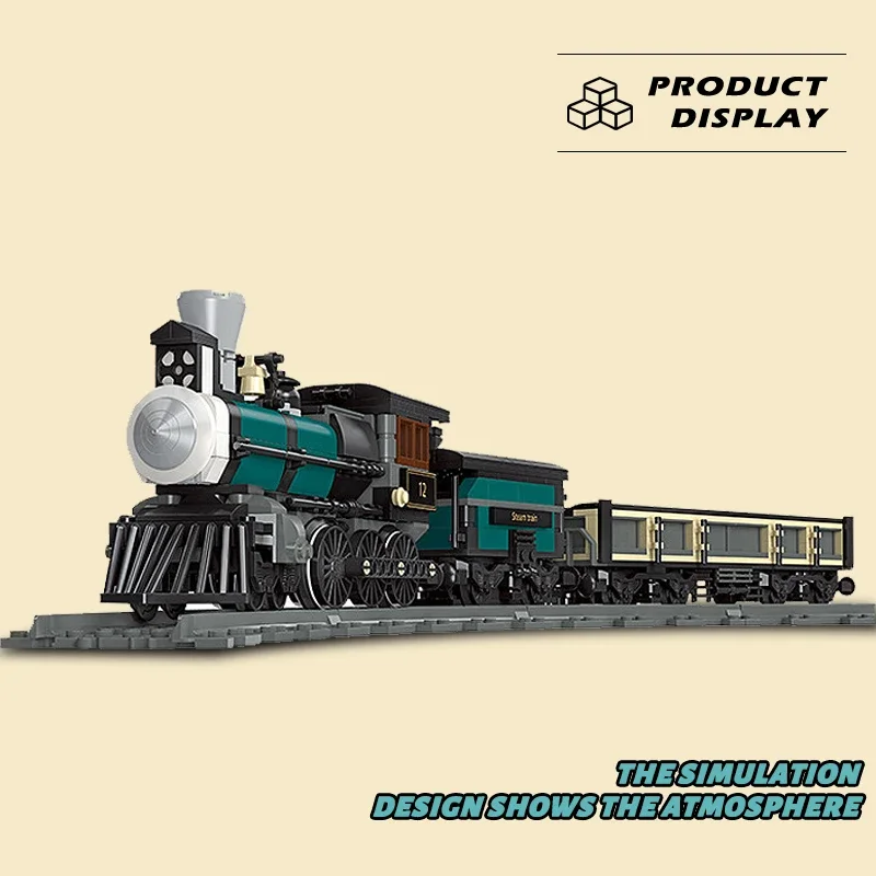 Technical Train Model Building Blocks Plastic Steam Locomotive Train Bricks Playable Assembly Ideas Railway Toys For Kids Gifts