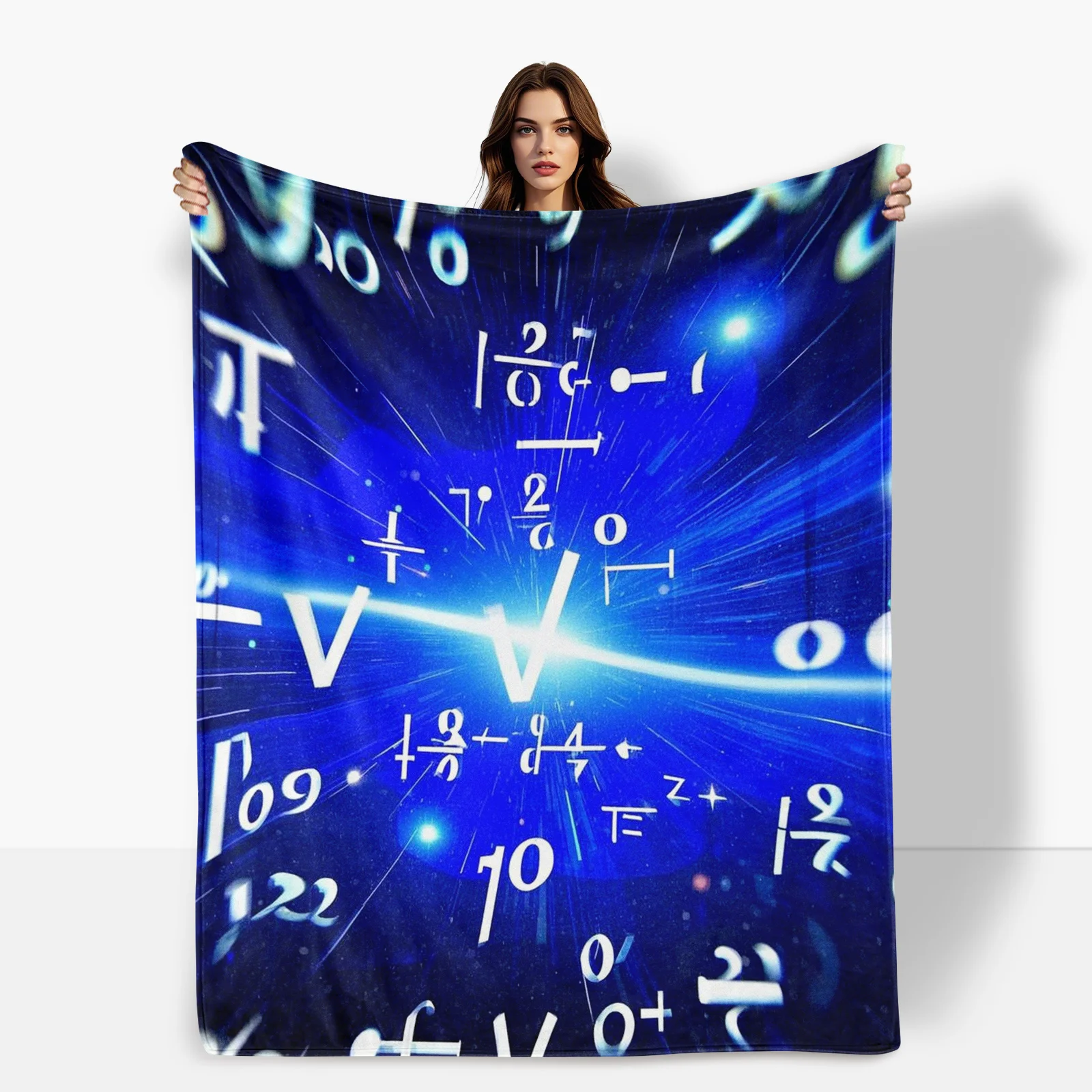 Cozy And Stylish Blue And White Starry Sky Math Formula Design Blanket, Adds Academic Charm