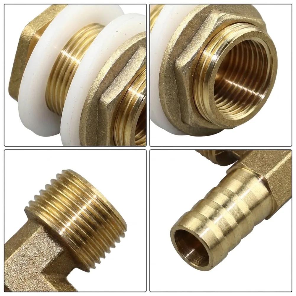 Brass Hose Connector with Male Thread Base for Plastic Rainwater Barrels Designed for 25mm Connection in Rainwater Systems
