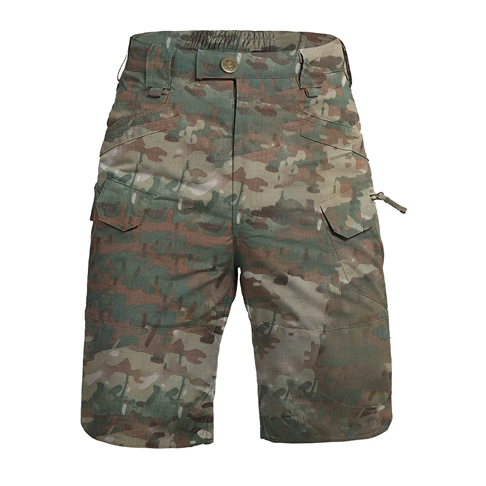 Calção militar de bolso múltiplo masculino, calça de corrida ao ar livre, Bermuda casual, estampada camuflada, solta, na moda