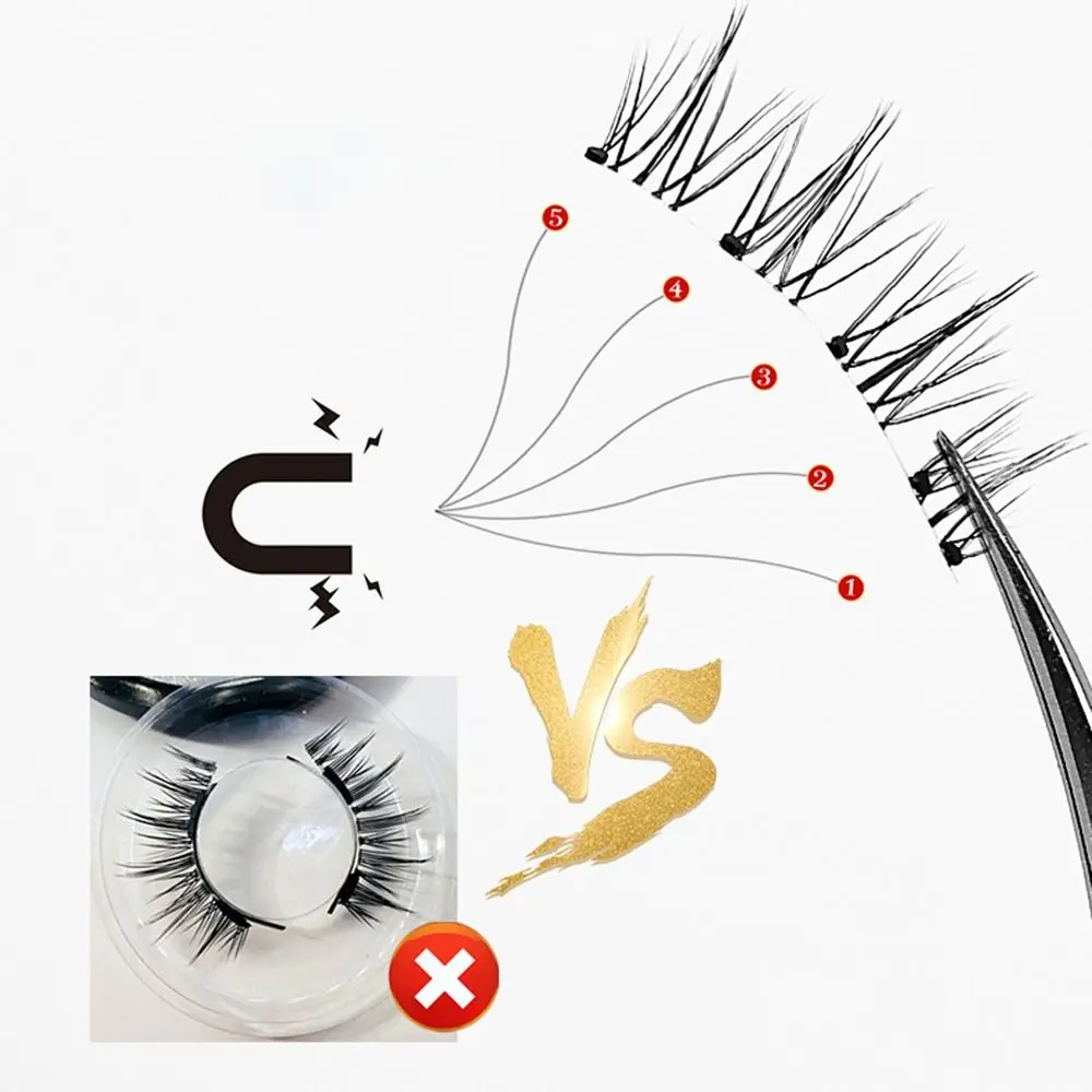 2 Paar Handgemaakte Magnetische Nepwimpers Lijmvrij Natuurlijk Dik 3d Nerts Wimpers Hergebruik Met Tweezzer Magneet Wimper Set Vrouwen