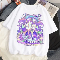 Pastel Goth tshirt women summer funny Y2K t shirt girl anime clothing