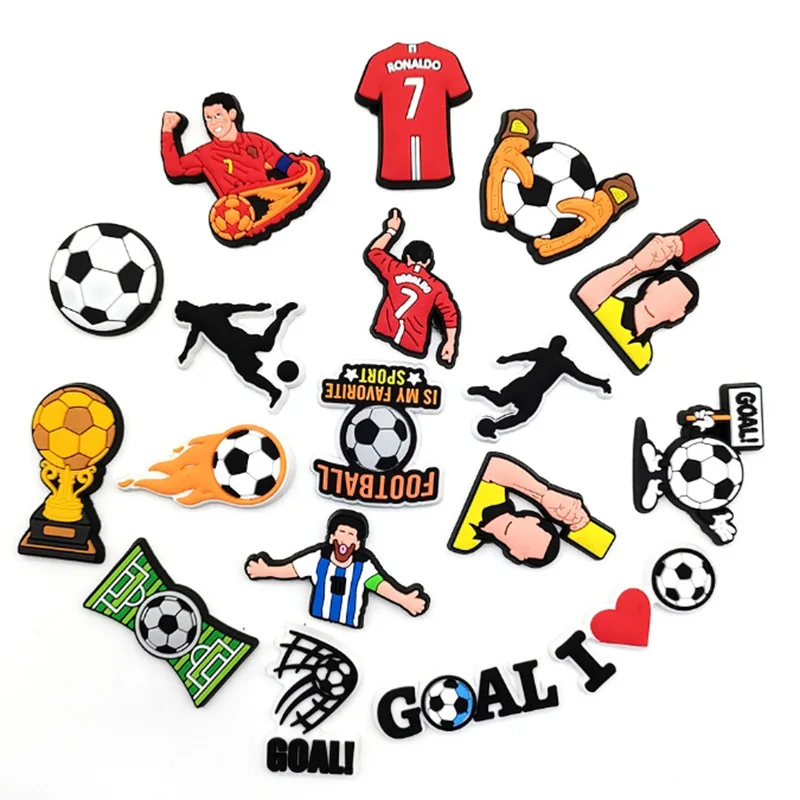 Football World Champio Shoe Charms PVC Shoe Decorations Portugal 7 Clogs Sandals Wristband Accessories Women Men Party Gifts