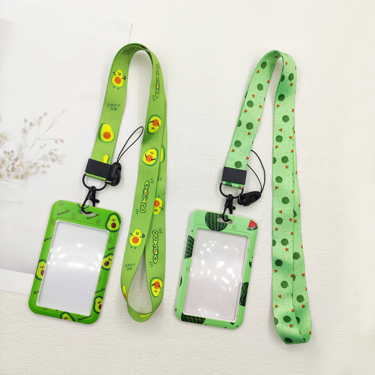 الأفوكادو شارة حامل سلسلة مفاتيح قصيرة الرجال معرف حاملي بطاقات الائتمان الأخضر الرقبة حزام تمرير شنق حبل الوهق الاعتماد الملحقات #2