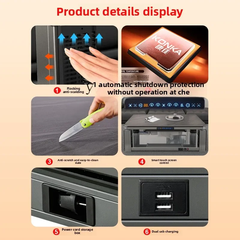 electric heating table household rectangular heating table lifting integrated living room household coffee table