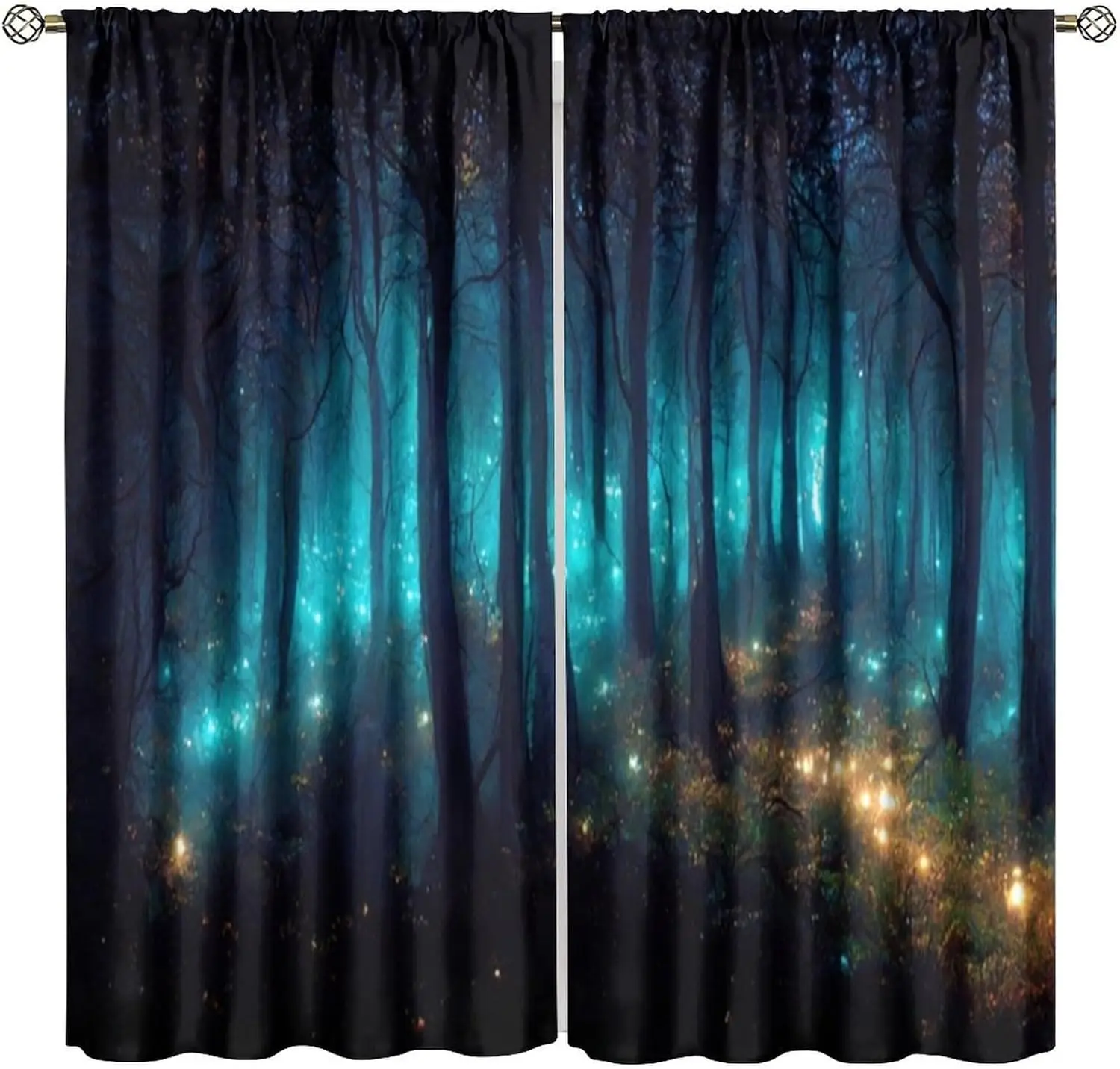 

Шторы «Фантастический лес», готические занавески с волшебными деревьями, сказочный туманный лес, светящиеся ландшафтные оконные занавески с подсветкой