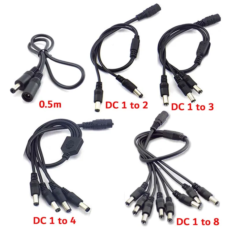 

DC 12V Splitter Cable 1 Female To 2 3 4 8 Male Y Shape Connector Wire 2.1mm*5.5mm Power Cord For LED Strip Light CCTV Camera