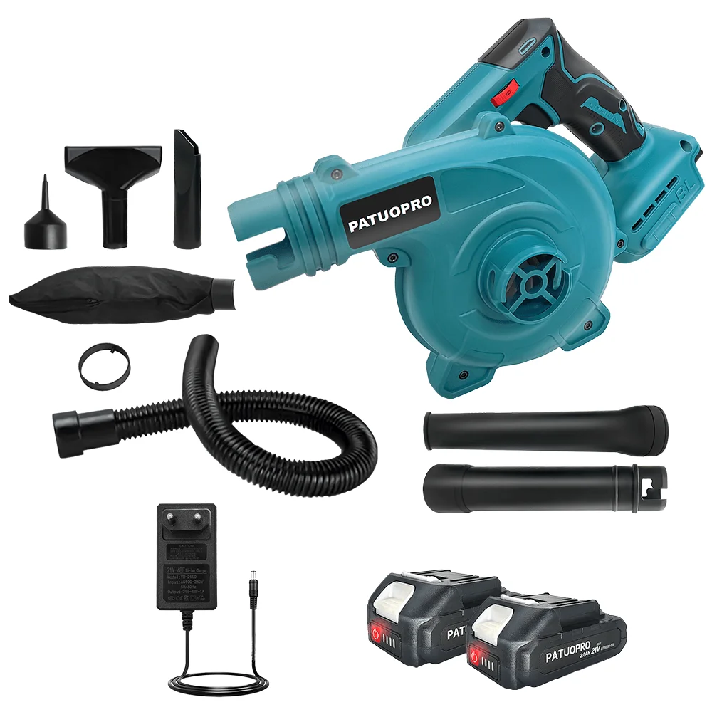 

PATUOPRO Brushless Cordless Electric Air Blower Handheld Leaf Computer Dust Collector Home Cleaning Tools For Makita 18V Battery