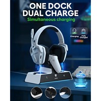 NUBWO G06 Pro Wireless Headsets Gamer with Charging Station for Headset and PS5 Controller Gaming Headphones Long Battery Life