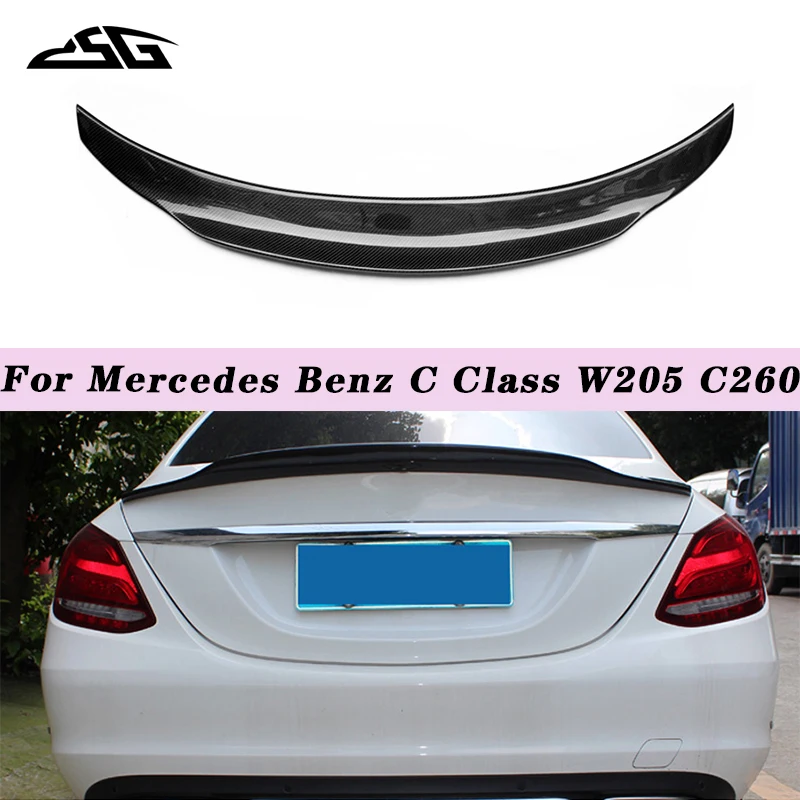 

For Mercedes Benz C Class W205 C260 PSM Style Carbon Fiber Rear Trunk Lid Spoiler Tail Wing Splitter Body Kits Auto Parts