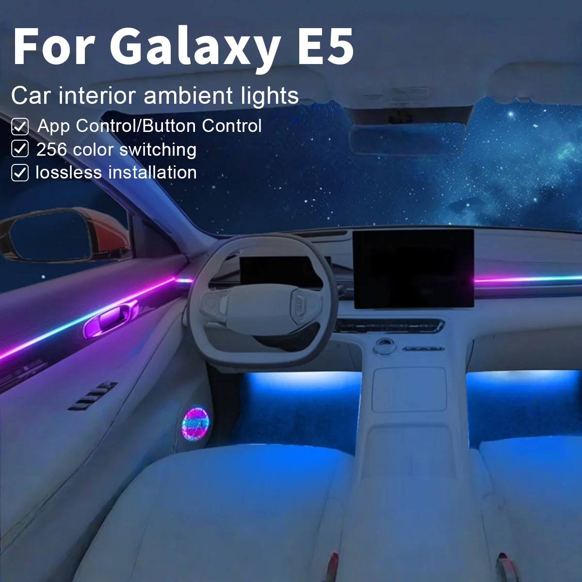 

For Galaxy E5 22in1 RGB Car Interior Acrylic Car Ambient Lights RGB Hidden Acrylic Strip Decoration Atmosphere Accessories