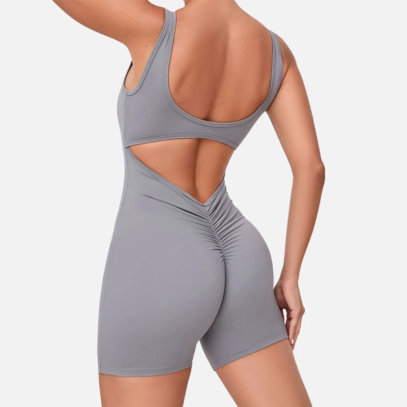 V Back One-Piece Suit Scrunch Sports Jumpsuit Women Gym Rompers Female Quick-Drying Yoga Clothing Fitness Sexy Bodysuits Women