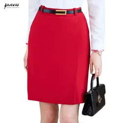 NAVIU Red Skirts Women 2024 New Spring Autumn Women Red Gray Navy Blue temperament High Waist Formal STRAIGHT Skirt