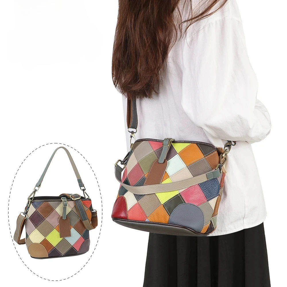 

Красочная женская сумка через плечо из натуральной кожи, клетчатая сумка-портмоне, большая вместительная женская сумка Clucth