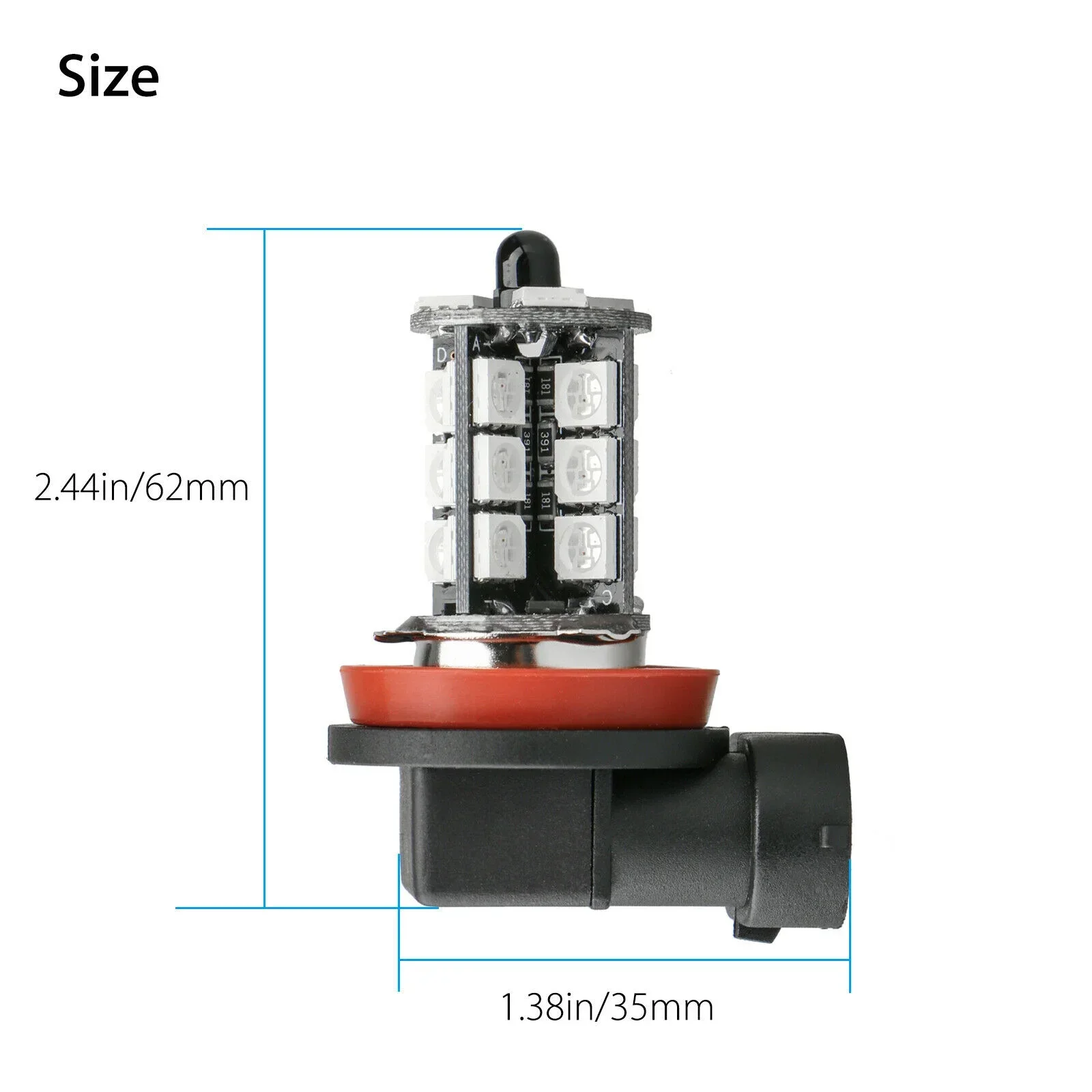 Ampoule antibrouillard LED pour voiture, lampe de sauna, télécommande Aotu, puces 27SMD, document Proxy, 12V, 24V, 2X RGB, H8, H11, H7, H4, 5050