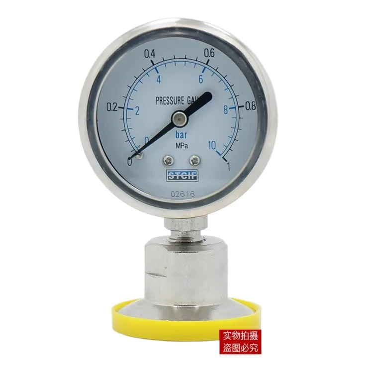 304 Stainless Steel Sanitary manometer Grade Clamp Chuck 50.5mm Diaphragm Pressure Gauge YTP-60BF Custom
