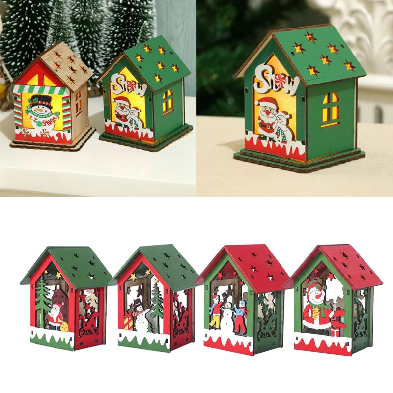 مجموعة صياغة خشبية للأطفال مضيئة لعيد الميلاد مع مصابيح LED متلألئة لزينة شجرة عيد الميلاد وديكور المنزل