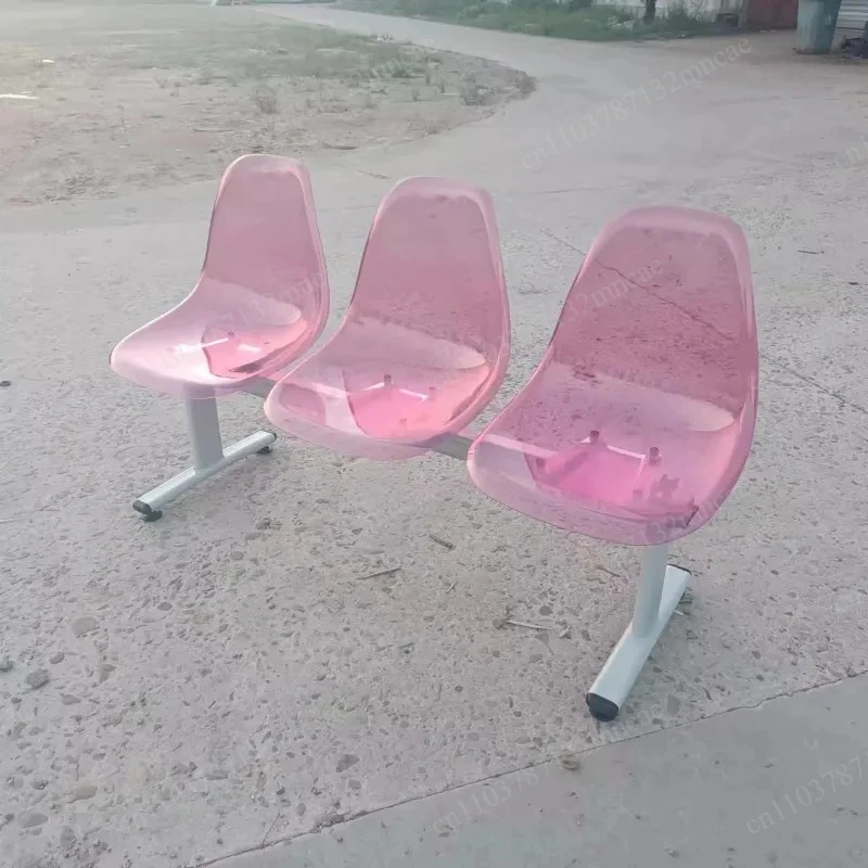 Hospital bench Station row Stainless steel outdoor Three-person transparent plastic row chair Square waiting