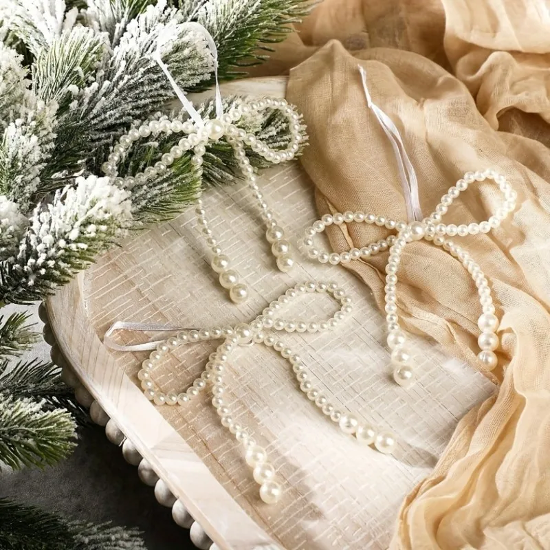 

12pcs Hand Woven Imitation Pearl Bow Bouquet Pearl Christmas decoration 2025 Xmas Holiday Navidad Natal New Year Gifts 2026