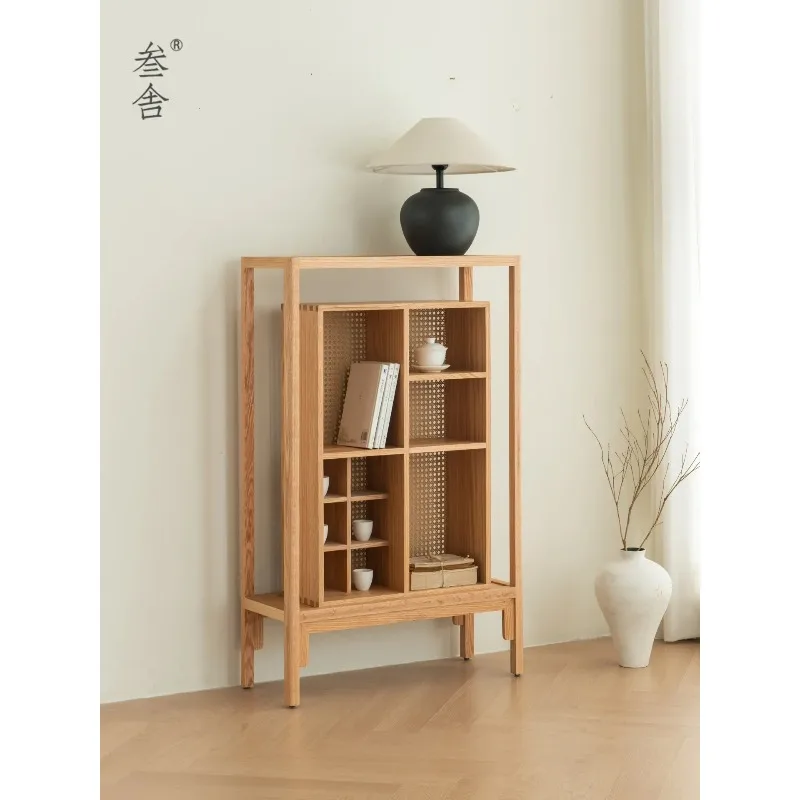 I-28 Oak Small Bogu Rack Solid Wood Display Cabinet New Chinese Duobao Ge Log Wind Tea Set Tea Shelf