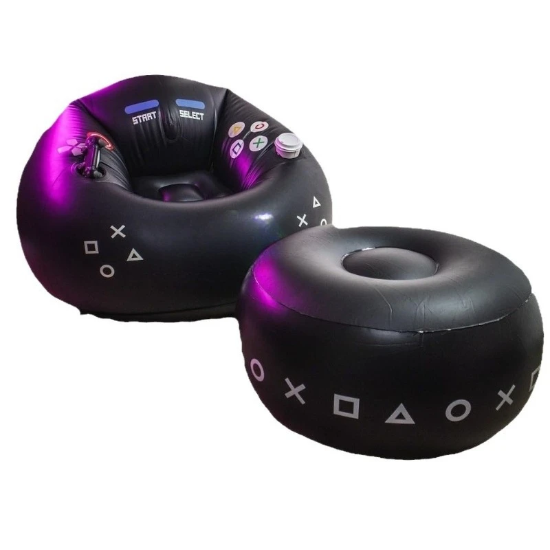 

Game chair with cup holder and side pockets Inflatable furniture black style gaming chair inflatable sofa