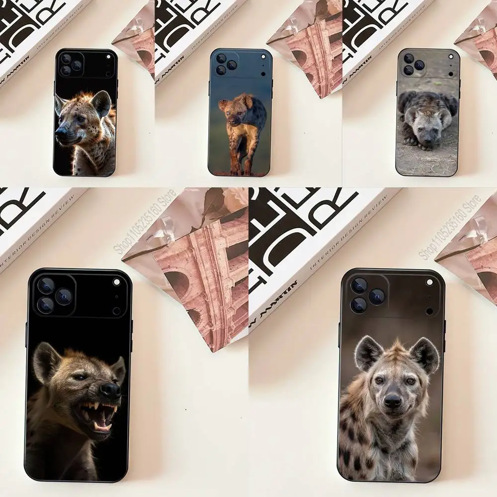 

Animal Wildlife Hyena Cool For iPhone 17,16,15,14,13,12,11,Pro,Max,Plus,E,SE4,Air,Mini Black Soft Cover Phone Case