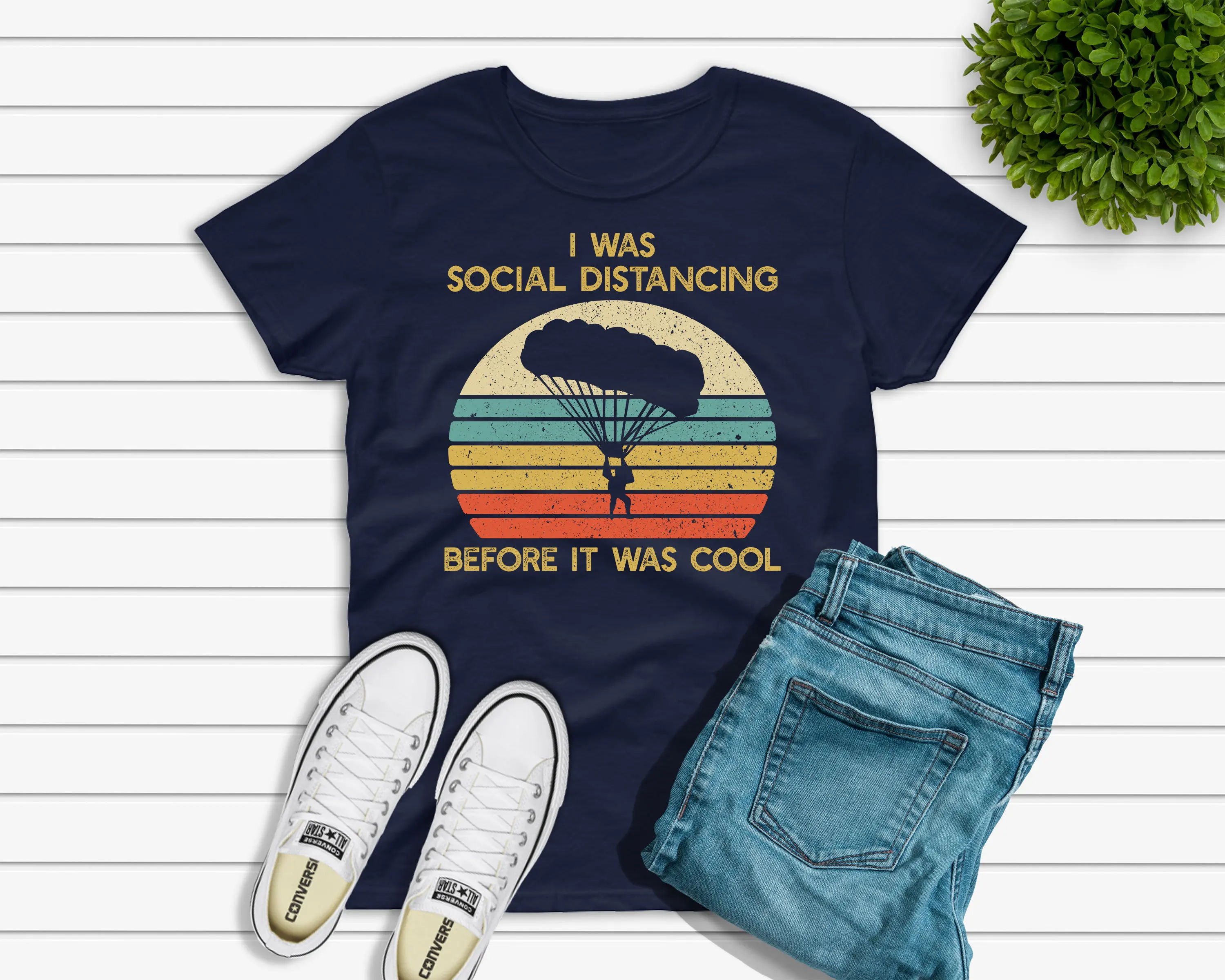 Skydiving T Shirt I Was Social Distancing Before It Cool Funny Skydiver Parachute Sky Dive Instructor