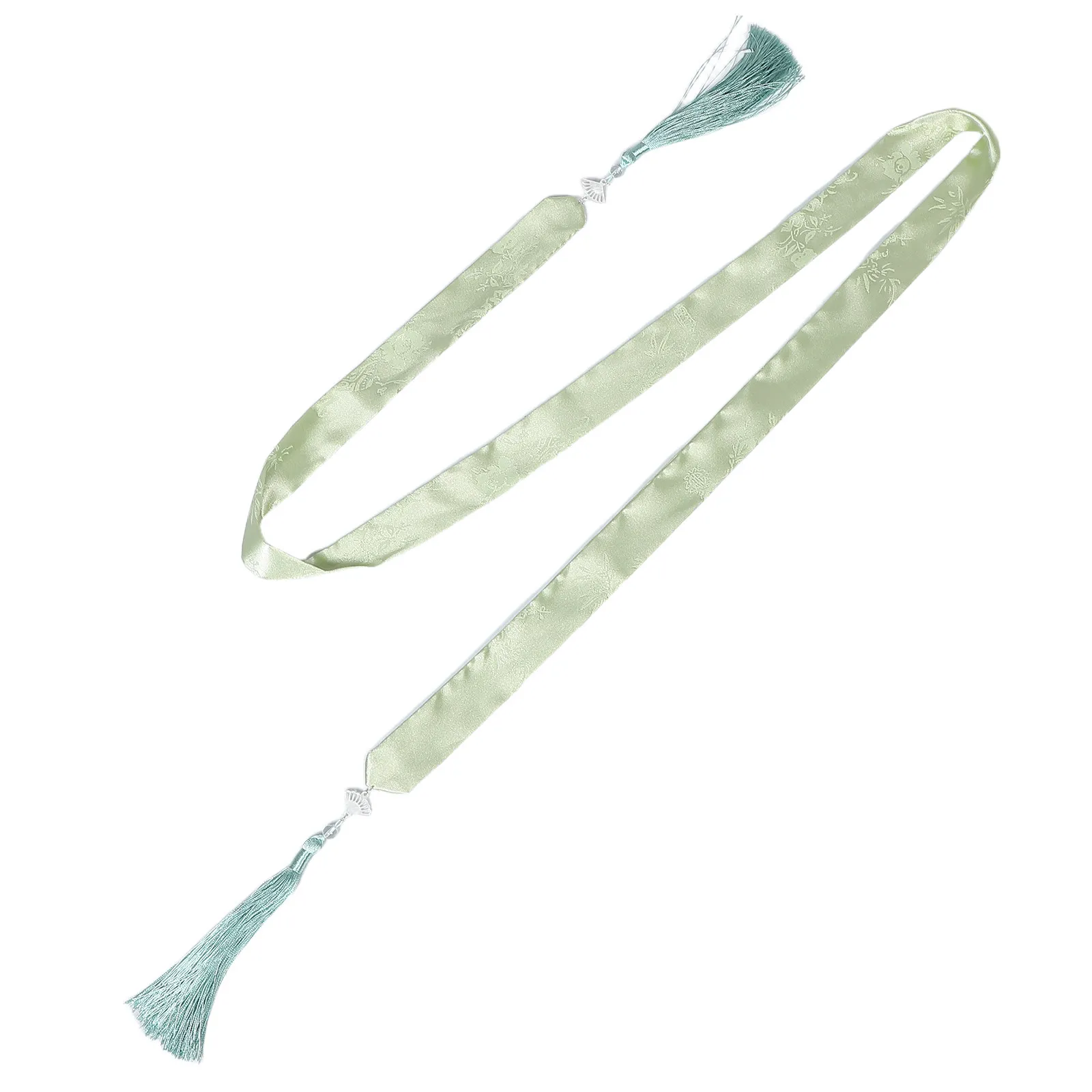 

Элегантная винтажная заколка для волос в стиле Ханьфу: шелковая лента с подвеской в виде зеленой хризантемы и бусинами, украшение для традиционных китайских причесок