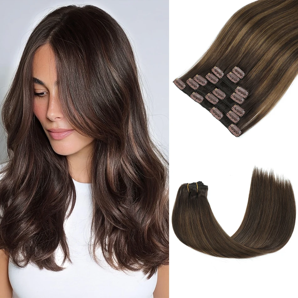extensions-de-cheveux-humains-a-clipser-brun-balayage-7-pieces-lisses-double-trame-cheveux-remy-naturels-120-grammes