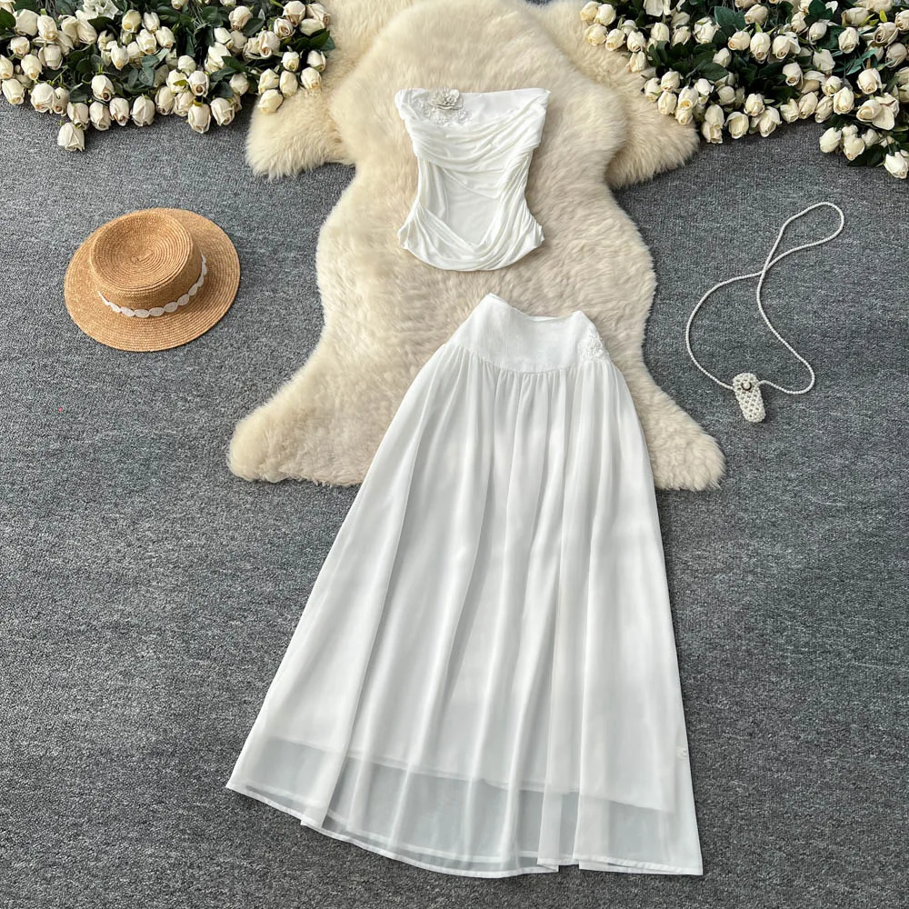 

Элегантное однотонное винтажное платье с открытыми плечами, корейская модная женская одежда, офисный женский комплект из двух предметов