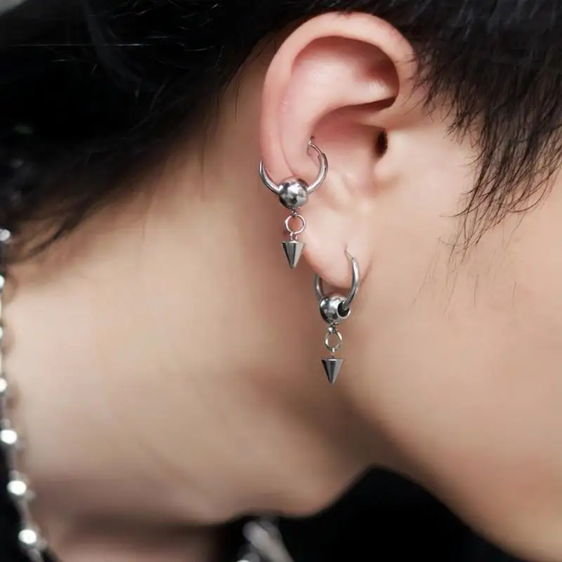 Gran oferta, pendientes góticos Y2K con picos cónicos de acero, pendientes de aro con remaches estéticos Grunge para mujeres y hombres, regalo de joyería Punk Rock