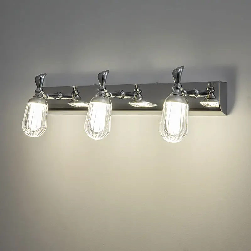 led bathroom washstand dressing bathroom waterproof and fog-proof stainless steel modern simple and free of punching wall lamp