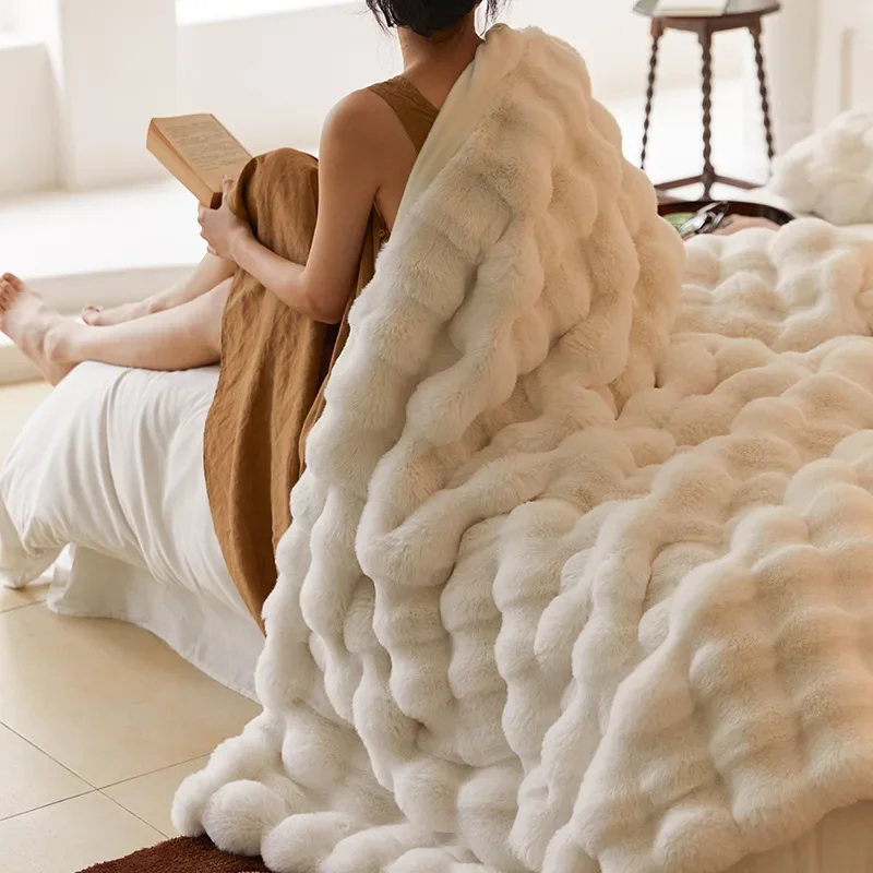 

Tuscan Imitation Fur Blanket for Winter Warmth Super Comfortable Bed Blankets High-end Warm Winter Blanket for Sofa 130x160CM