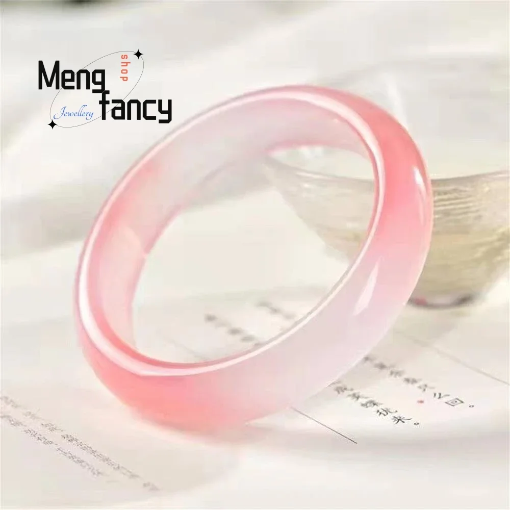 

Natural Light Pink Quartzite Jade Ice Transparent Bangle Charm Exquisite High-grade Luxury Quality Fashion Jewelry Holiday Gifts