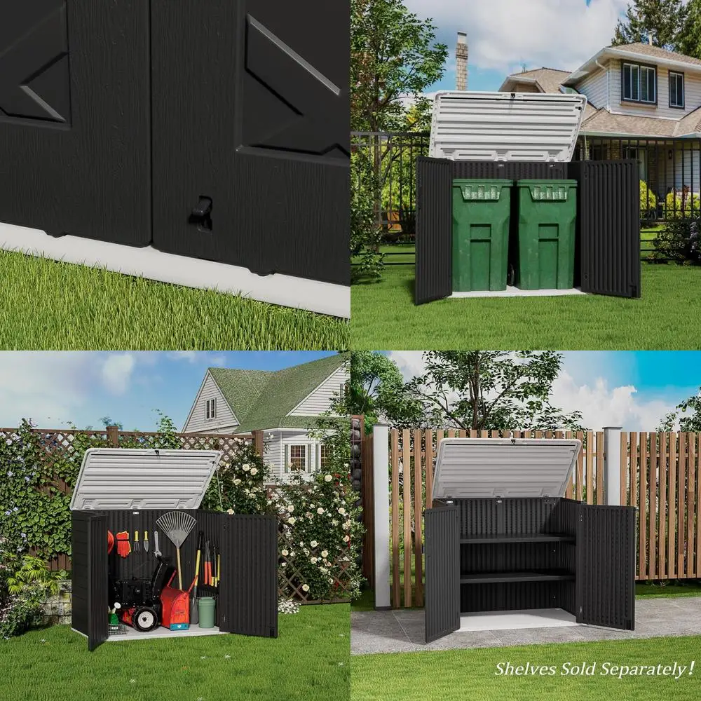 

Всепогодный сарай для хранения, многофункциональный уличный шкаф для хранения для двора и патио, горизонтальный сарай для хранения или для газонокосилки