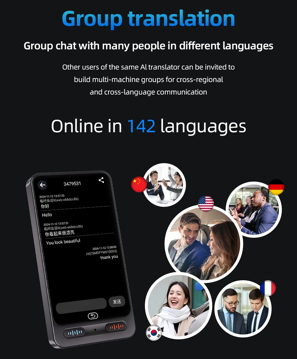 مترجم لغة محمول يدعم 160 مترجم de Idiomas en tempo ترجمة حقيقية مترجم AI مع مترجم ChatGPT