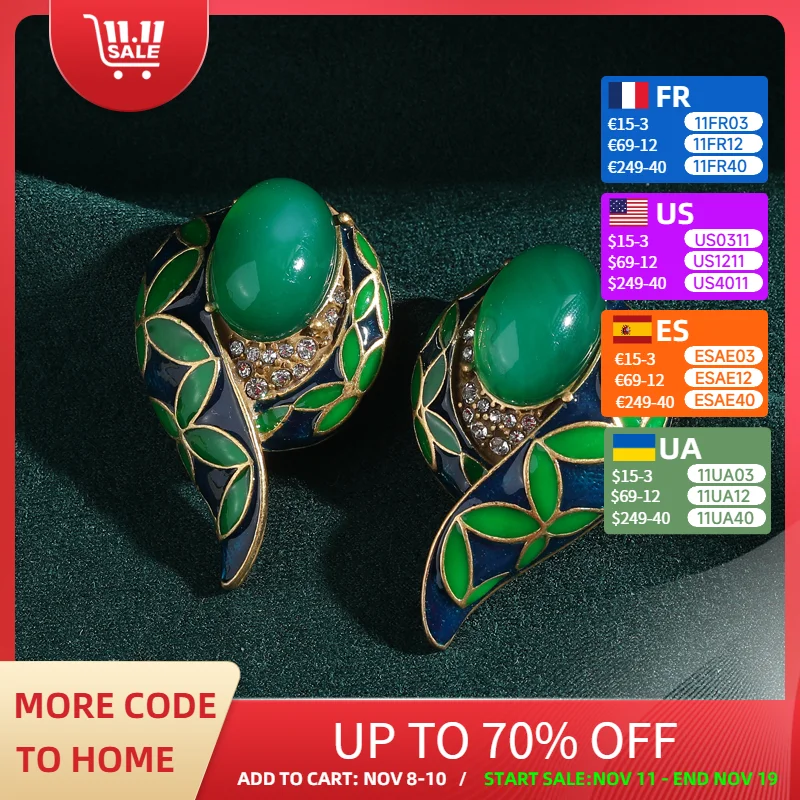 

Vintage Antique Leaf Green Earrings Stud Aventurine Stone For Women Luxury Quality Jewelry Daily Designer Gift Wedding 2025