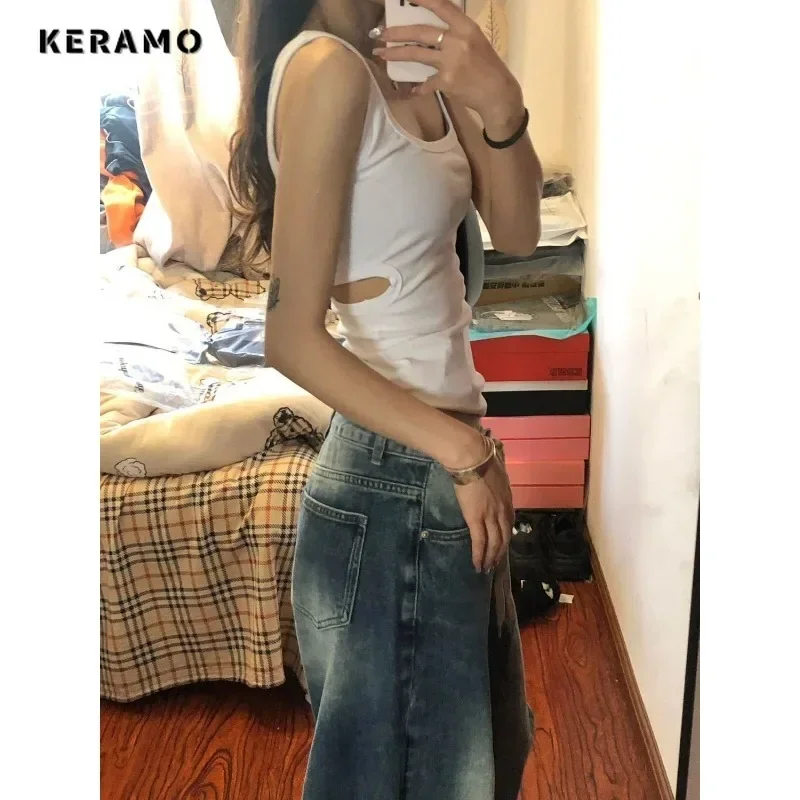 Harajuku Vintage Drawstring High Waist Loose Jeans 2023 Autumn Pants Winter Women\'s Y2K Wide Leg Baggy Streetwear Denim Trouser