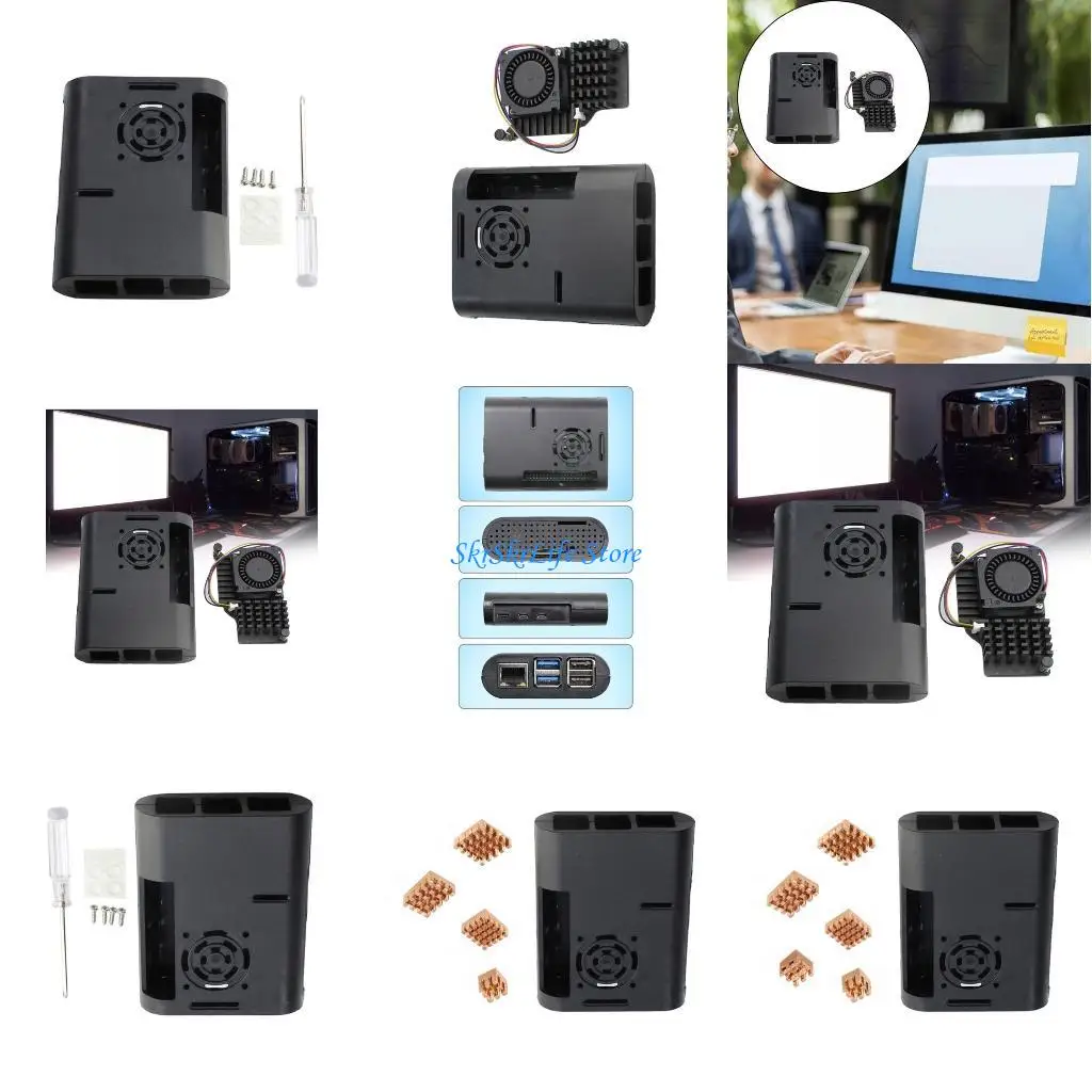 

E65E Black ABS Case for RPI5B Board with Aluminum Heatsink and Adjustable Fan